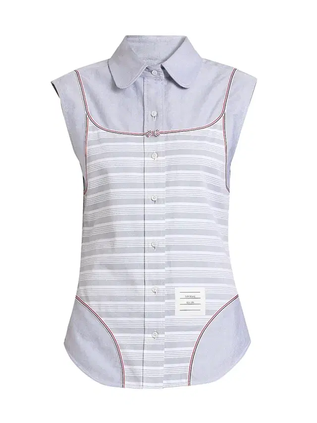 Thom Browne Women's Trompe L'il-Print Cotton Shirt - Navy