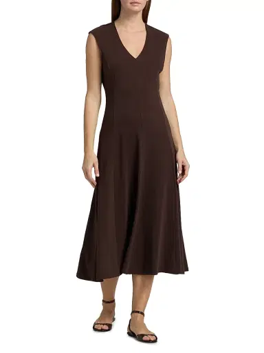 FRAME Women's The Studio Cotton Jersey A-Line Midi-Dress - Mocha | Thumbnail 2 FRAME Women's The Studio Cotton Jersey A-Line Midi-Dress - Mocha | Thumbnail 2