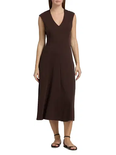 FRAME Women's The Studio Cotton Jersey A-Line Midi-Dress - Mocha | Thumbnail 3 FRAME Women's The Studio Cotton Jersey A-Line Midi-Dress - Mocha | Thumbnail 3