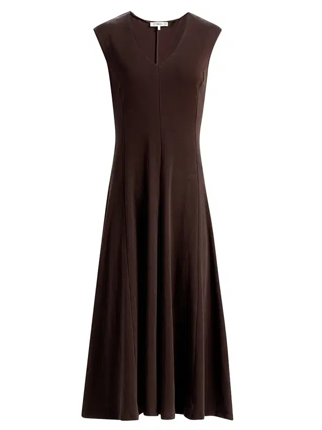FRAME Women's The Studio Cotton Jersey A-Line Midi-Dress - Mocha