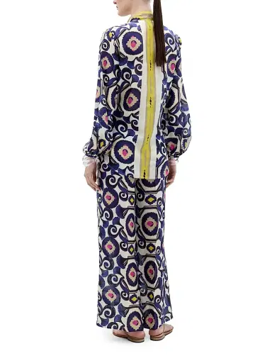 Silvia Tcherassi Women's Emine Mosaic Print Silk Pants | Thumbnail 3 Silvia Tcherassi Women's Emine Mosaic Print Silk Pants | Thumbnail 3