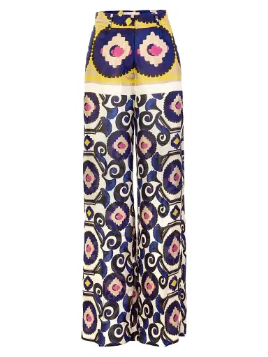Silvia Tcherassi Women's Emine Mosaic Print Silk Pants | Thumbnail 1 Silvia Tcherassi Women's Emine Mosaic Print Silk Pants | Thumbnail 1