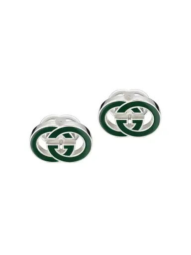 Gucci Men's Interlocking G Sterling Silver Cufflinks - Green | Thumbnail 1