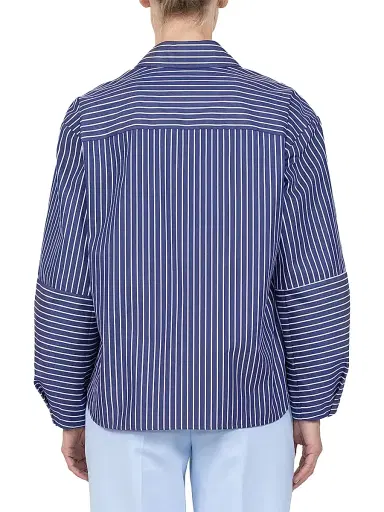 Callas Milano Women's Aura Lantern Sleeve Stripe Shirt - Navy White | Thumbnail 3