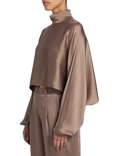 Lapointe Women's Caftan Balloon-Sleeve Turtleneck Satin Top - Cinder - Size XL | Thumbnail 4 Lapointe Women's Caftan Balloon-Sleeve Turtleneck Satin Top - Cinder - Size XL | Thumbnail 4
