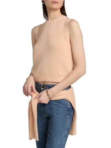 DÔEN Women's Winston Cashmere Vest - Light Peach Sorbet - Size XXS | Thumbnail 4 DÔEN Women's Winston Cashmere Vest - Light Peach Sorbet - Size XXS | Thumbnail 4