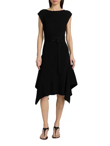 Proenza Schouler Women's Artemis Rib-Knit Midi-Dress - Black - Size XL | Thumbnail 3