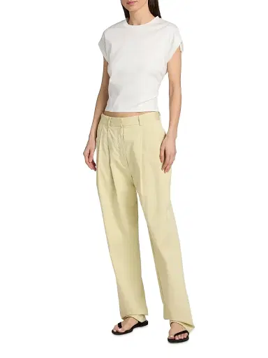 Proenza Schouler White Label Women's Taya Pleated Cotton-Blend Pants - Straw - Size 12 | Thumbnail 2 Proenza Schouler White Label Women's Taya Pleated Cotton-Blend Pants - Straw - Size 12 | Thumbnail 2
