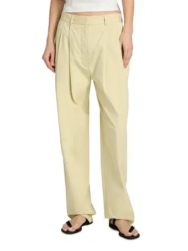 Proenza Schouler White Label Women's Taya Pleated Cotton-Blend Pants - Straw - Size 12 | Thumbnail 3 Proenza Schouler White Label Women's Taya Pleated Cotton-Blend Pants - Straw - Size 12 | Thumbnail 3