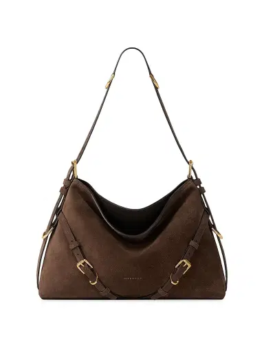 Givenchy Women's Medium Voyou Shoulder Bag in Suede - Ebony Brown | Thumbnail 1