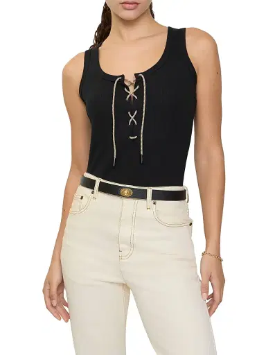 Burberry Women's Lace-Up Stretch Cotton Tank - Black | Thumbnail 2 Burberry Women's Lace-Up Stretch Cotton Tank - Black | Thumbnail 2