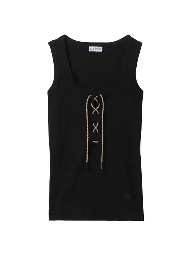 Burberry Women's Lace-Up Stretch Cotton Tank - Black | Thumbnail 1 Burberry Women's Lace-Up Stretch Cotton Tank - Black | Thumbnail 1