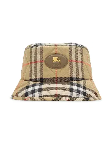 Burberry Women's EKD Quilted Bucket Hat - Sand Ip Check - Size Small | Thumbnail 1 Burberry Women's EKD Quilted Bucket Hat - Sand Ip Check - Size Small | Thumbnail 1