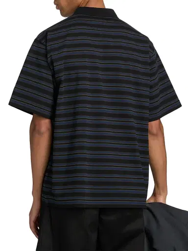 Sacai Men's Striped Polo Shirt - Black Navy - Size Large | Thumbnail 5