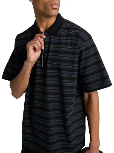 Sacai Men's Striped Polo Shirt - Black Navy - Size Large | Thumbnail 6