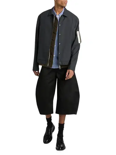 Sacai Men's Cotton Chino Barrel-Leg Shorts - Black - Size XL | Thumbnail 2 Sacai Men's Cotton Chino Barrel-Leg Shorts - Black - Size XL | Thumbnail 2