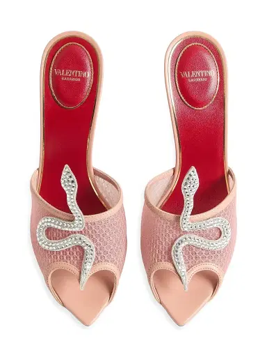 Valentino Garavani Women's Coeur Vipere Mesh 105MM Slide Sandals | Thumbnail 4 Valentino Garavani Women's Coeur Vipere Mesh 105MM Slide Sandals | Thumbnail 4