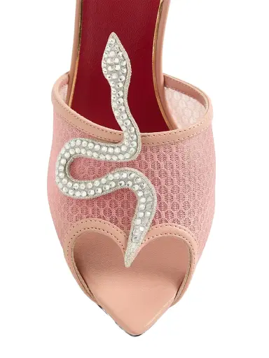 Valentino Garavani Women's Coeur Vipere Mesh 105MM Slide Sandals | Thumbnail 5 Valentino Garavani Women's Coeur Vipere Mesh 105MM Slide Sandals | Thumbnail 5
