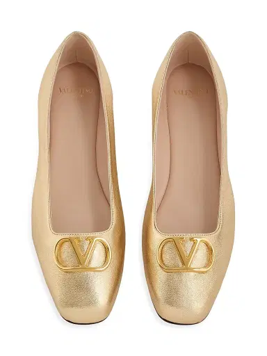 Valentino Garavani Women's VLogo Signature Ballerina Flats in Laminated Nappa Leather | Thumbnail 3 Valentino Garavani Women's VLogo Signature Ballerina Flats in Laminated Nappa Leather | Thumbnail 3