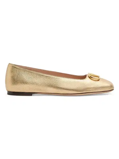 Valentino Garavani Women's VLogo Signature Ballerina Flats in Laminated Nappa Leather | Thumbnail 1 Valentino Garavani Women's VLogo Signature Ballerina Flats in Laminated Nappa Leather | Thumbnail 1