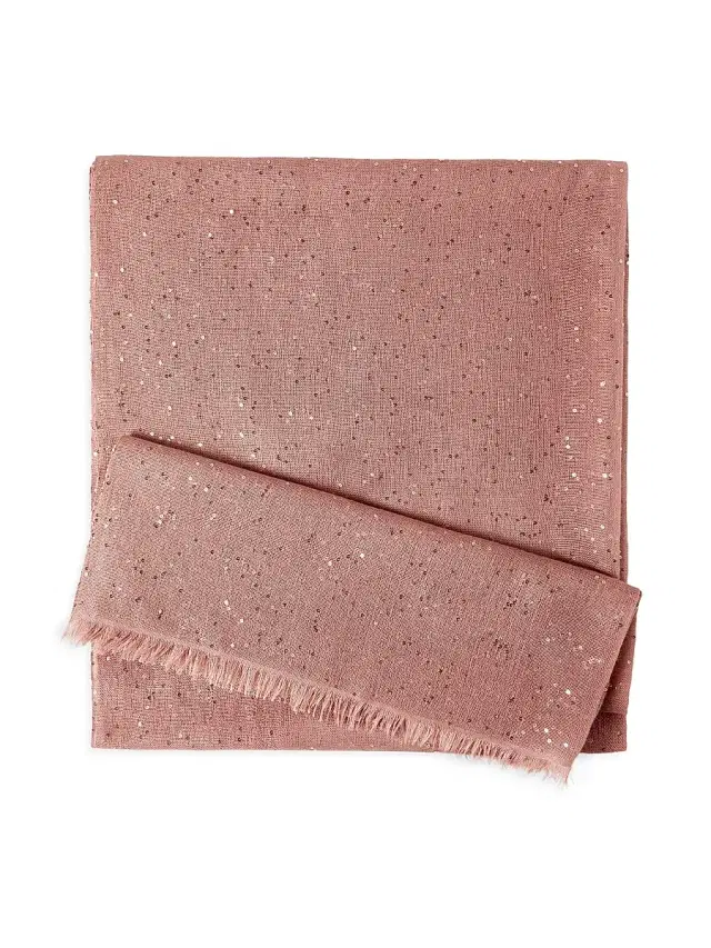 Women's Lightweight Cashmere and Silk Diamond Yarn Knit Scarf - Pink