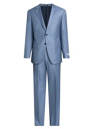 Emporio Armani Men's Shark Skin Wool Single-Breasted Suit - Medium Blue - Size 50 | Thumbnail 1 Emporio Armani Men's Shark Skin Wool Single-Breasted Suit - Medium Blue - Size 50 | Thumbnail 1