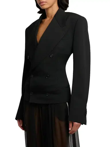 Dolce & Gabbana Women's Wool Double-Breasted Blazer - Nero | Thumbnail 6