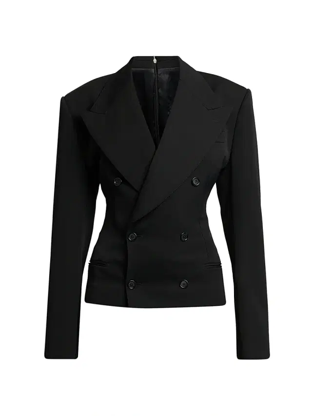 Women's Wool Double-Breasted Blazer - Nero