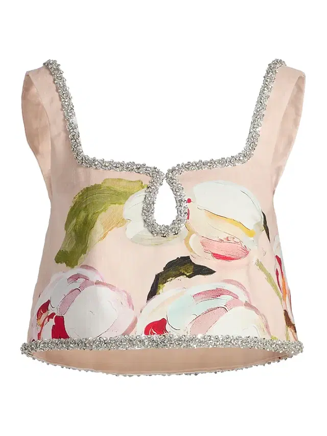 Acler Women's Yorkley Floral Rhinestone-Embellished Crop Top - Cherry Medley