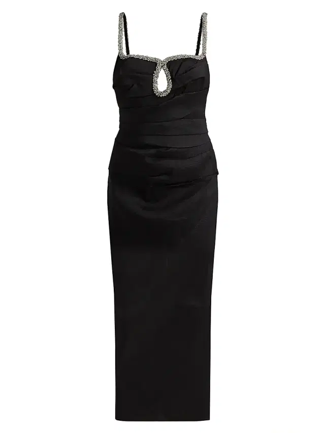 Acler Women's Astonhall Pleated Embellished-Trim Midi-Dress - Black