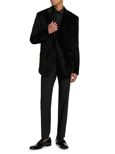 Emporio Armani Men's Houndstooth Velvet Sport Jacket - Black | Thumbnail 2