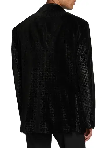 Emporio Armani Men's Houndstooth Velvet Sport Jacket - Black | Thumbnail 5