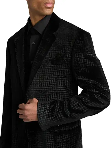 Emporio Armani Men's Houndstooth Velvet Sport Jacket - Black | Thumbnail 6