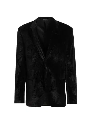 Emporio Armani Men's Houndstooth Velvet Sport Jacket - Black | Thumbnail 1