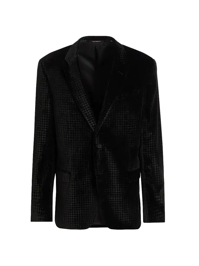 Men's Houndstooth Velvet Sport Jacket - Black