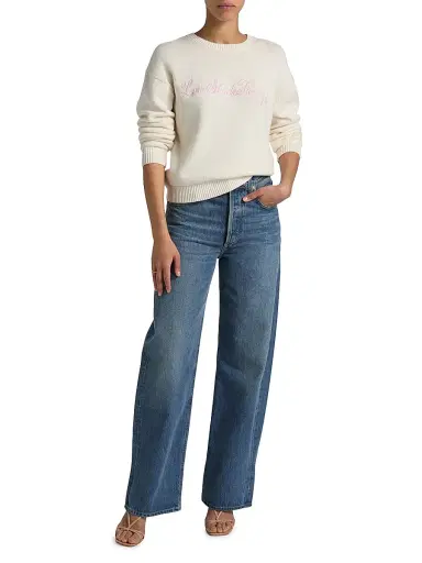 LoveShackFancy Women's Selman Crewneck Sweater - Cold Foam | Thumbnail 2