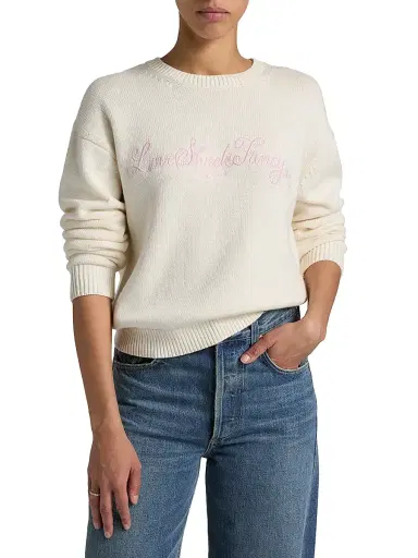 LoveShackFancy Women's Selman Crewneck Sweater - Cold Foam | Thumbnail 3