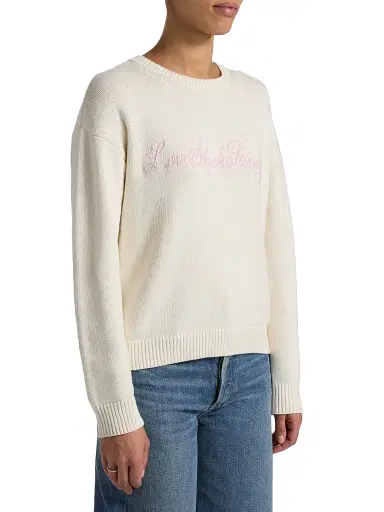 LoveShackFancy Women's Selman Crewneck Sweater - Cold Foam | Thumbnail 4