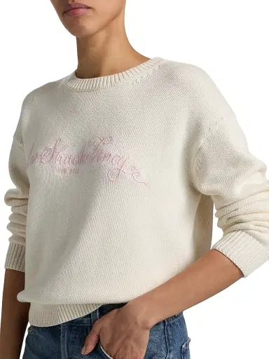 LoveShackFancy Women's Selman Crewneck Sweater - Cold Foam | Thumbnail 6