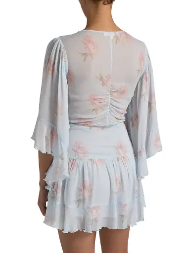 LoveShackFancy Women's Auralie V-Neck Floral Minidress - Blue Roan - Size 10 | Thumbnail 5 LoveShackFancy Women's Auralie V-Neck Floral Minidress - Blue Roan - Size 10 | Thumbnail 5