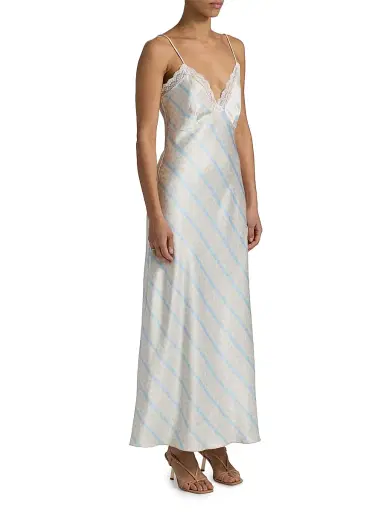 LoveShackFancy Women's Manuela Slip Maxi Dress - Cotton Skies - Size Large | Thumbnail 4