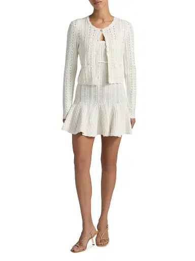 LoveShackFancy Women's Peridot Scalloped Trim Cardigan - White Tea - Size Large | Thumbnail 2 LoveShackFancy Women's Peridot Scalloped Trim Cardigan - White Tea - Size Large | Thumbnail 2