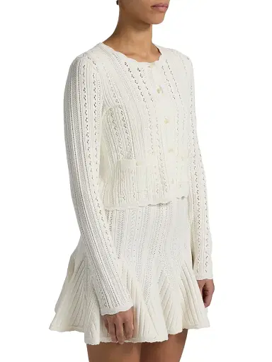 LoveShackFancy Women's Peridot Scalloped Trim Cardigan - White Tea - Size Large | Thumbnail 4 LoveShackFancy Women's Peridot Scalloped Trim Cardigan - White Tea - Size Large | Thumbnail 4