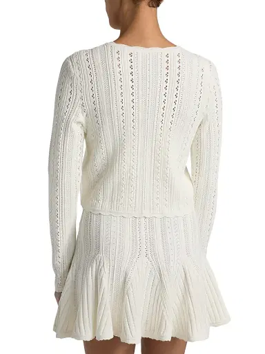 LoveShackFancy Women's Peridot Scalloped Trim Cardigan - White Tea - Size Large | Thumbnail 5 LoveShackFancy Women's Peridot Scalloped Trim Cardigan - White Tea - Size Large | Thumbnail 5