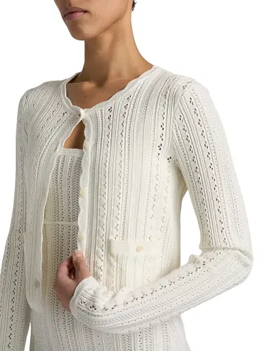 LoveShackFancy Women's Peridot Scalloped Trim Cardigan - White Tea - Size Large | Thumbnail 6 LoveShackFancy Women's Peridot Scalloped Trim Cardigan - White Tea - Size Large | Thumbnail 6