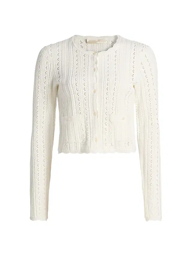 Women's Peridot Scalloped Trim Cardigan - White Tea