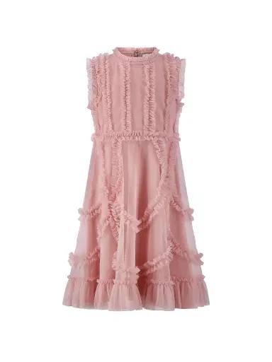 Mac Duggal Little Girl's & Girl's Mesh Ruffle Dress - Rose | Thumbnail 1