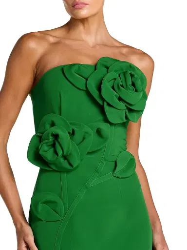 Mac Duggal Women's Floral Embellished Crepe Strapless Maxi Dress - Spring Green | Thumbnail 3 Mac Duggal Women's Floral Embellished Crepe Strapless Maxi Dress - Spring Green | Thumbnail 3