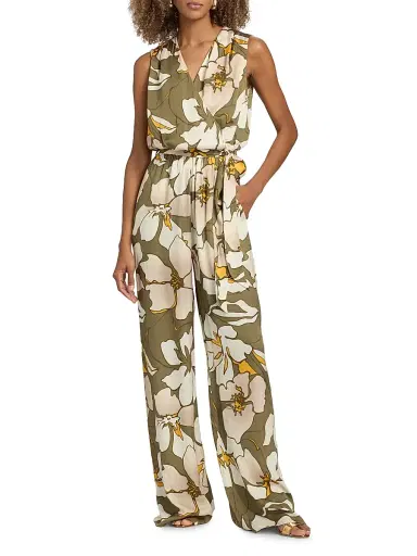 Ramy Brook Women's Hollie Floral Wide-Leg Jumpsuit - Safari Floral | Thumbnail 2