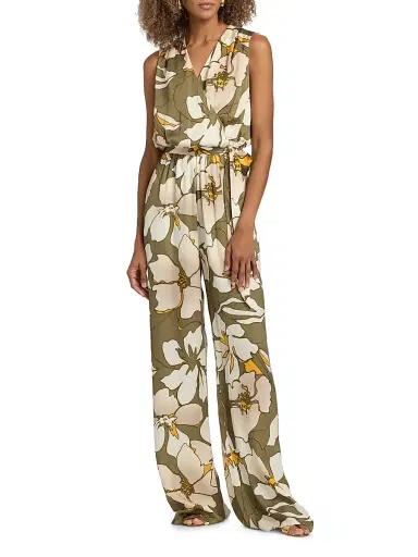Ramy Brook Women's Hollie Floral Wide-Leg Jumpsuit - Safari Floral | Thumbnail 3